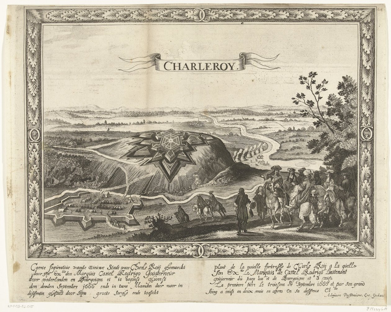 The New Fortress of Charleroi, 1666 (title on object) by Anonymous