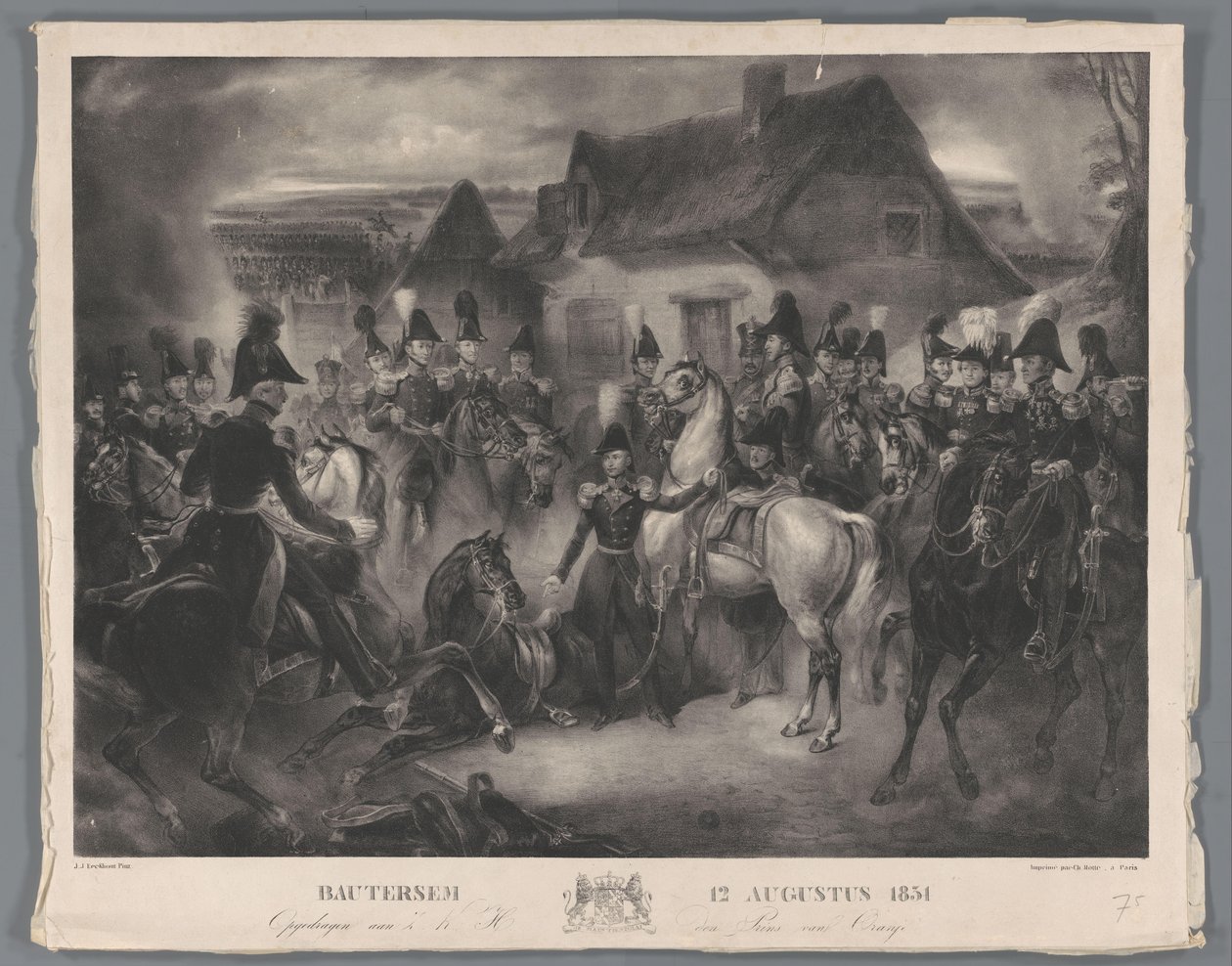 The Replacement of the Wounded Horse of the Prince of Orange (the Later King William II), During the Battle of Boutersem, 12 Aug. 1831 by Anonymous