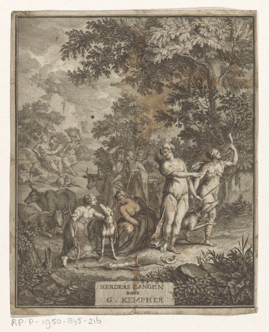 Diana and Shepherds (Title Page for: Gerard Kempher, Shepherd Songs, 1732) by Anonymous
