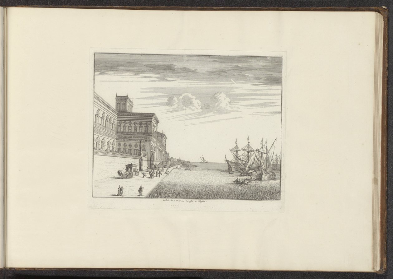 View of the Palace of Cardinal Caraffa on the Coast of Naples (Pallais de Mont Alto à Naples) (Palaces and Monuments in Venice, Livorno, Naples, and Rome) by Anonymous
