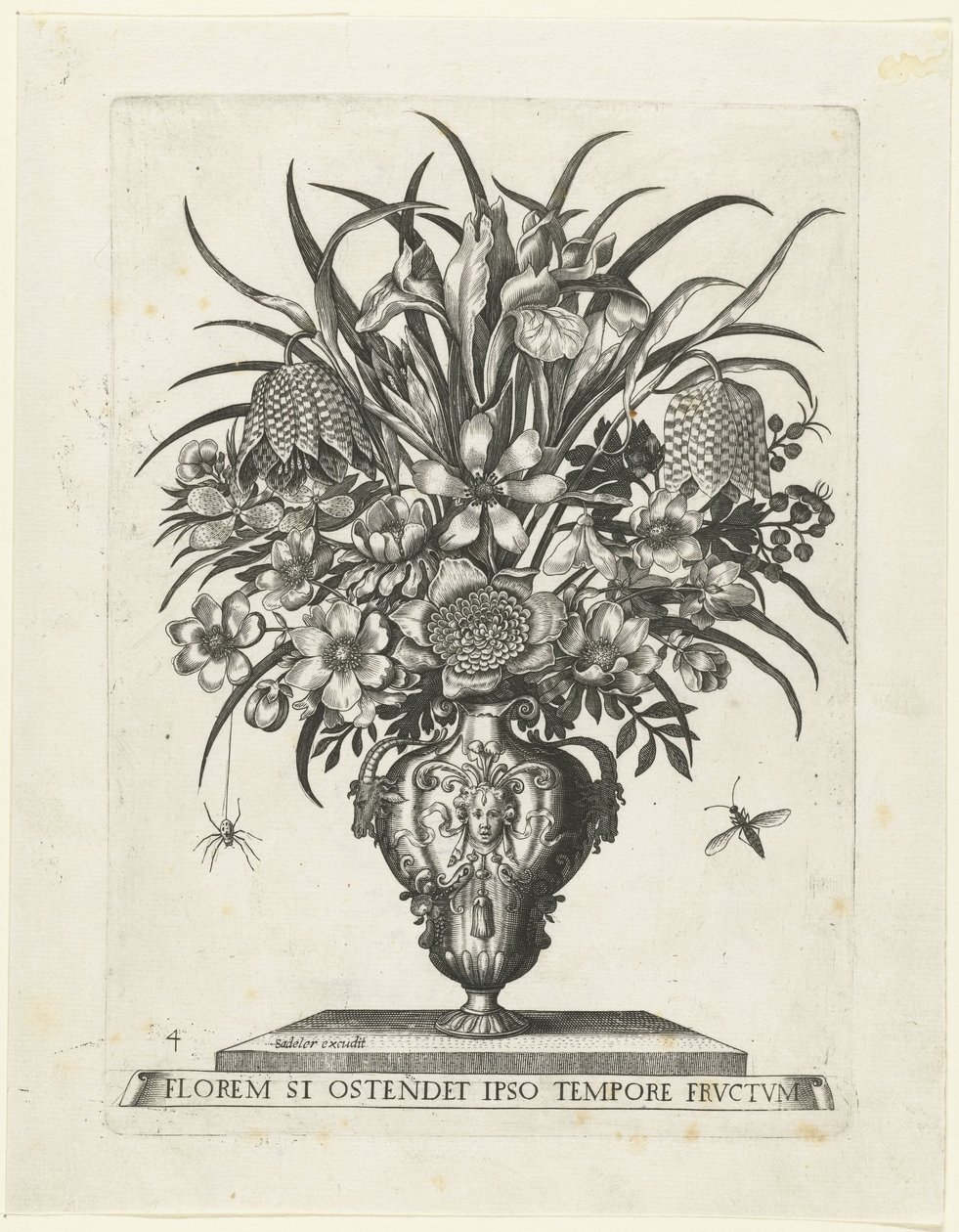 Grotesque Vase with Two Handles in the Shape of Goat Heads (Vazen met Bloemen) by Anonymous