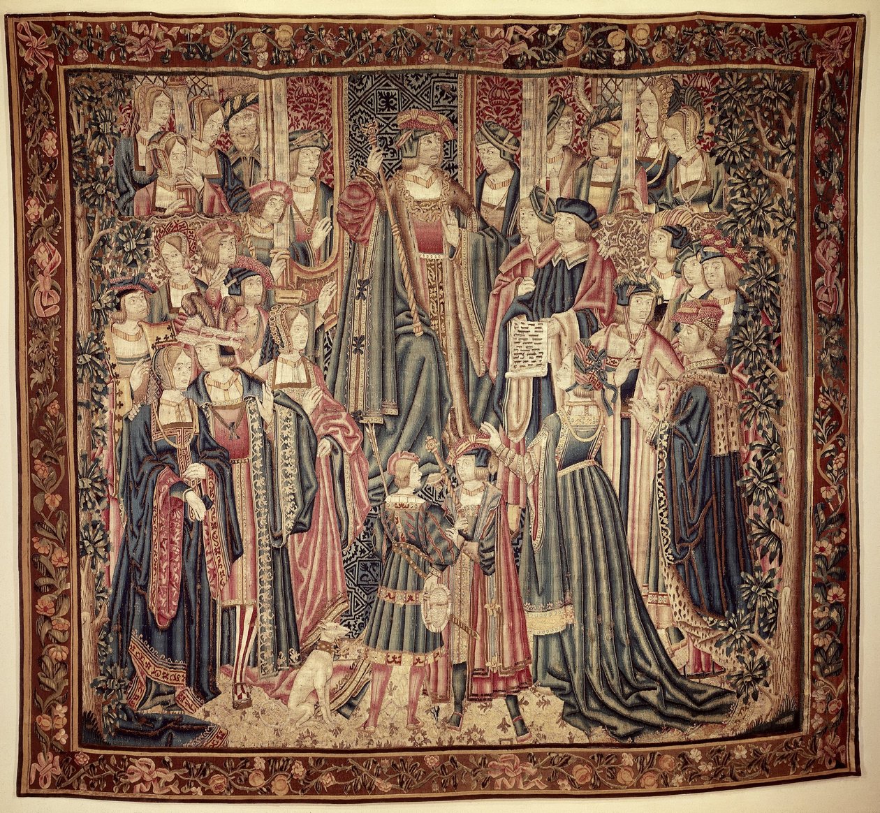 Court Scene with a Prince on the Throne, Surrounded by Courtiers by Anonymous