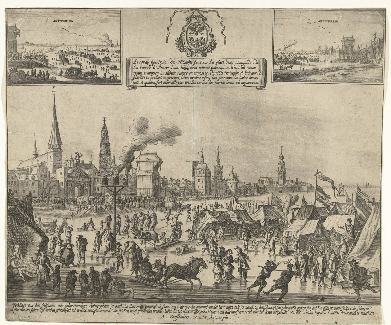 Ice Entertainment on the Frozen Scheldt in Antwerp, 1684 by Anonymous