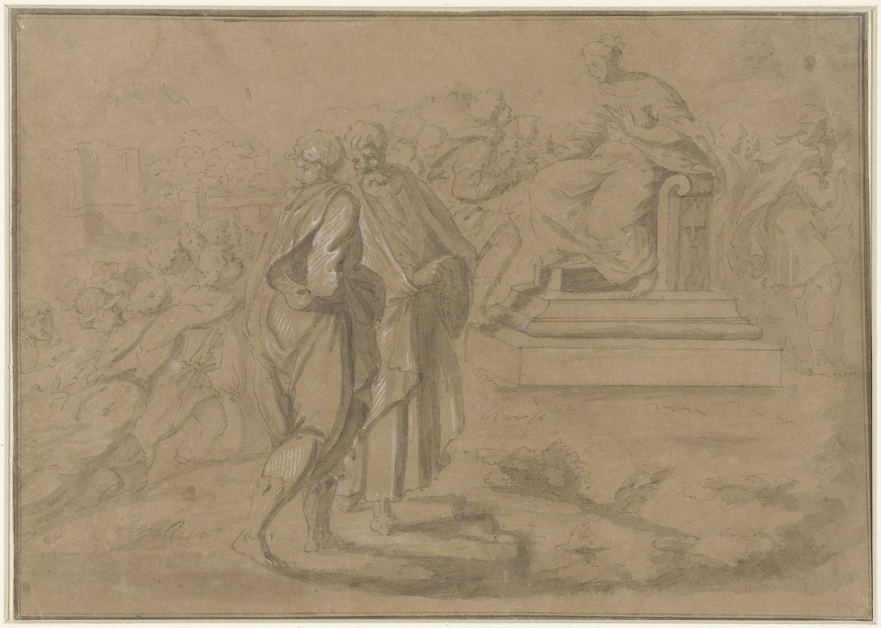 Young Man Giving a Chalice to a Woman on a Throne by Anonymous