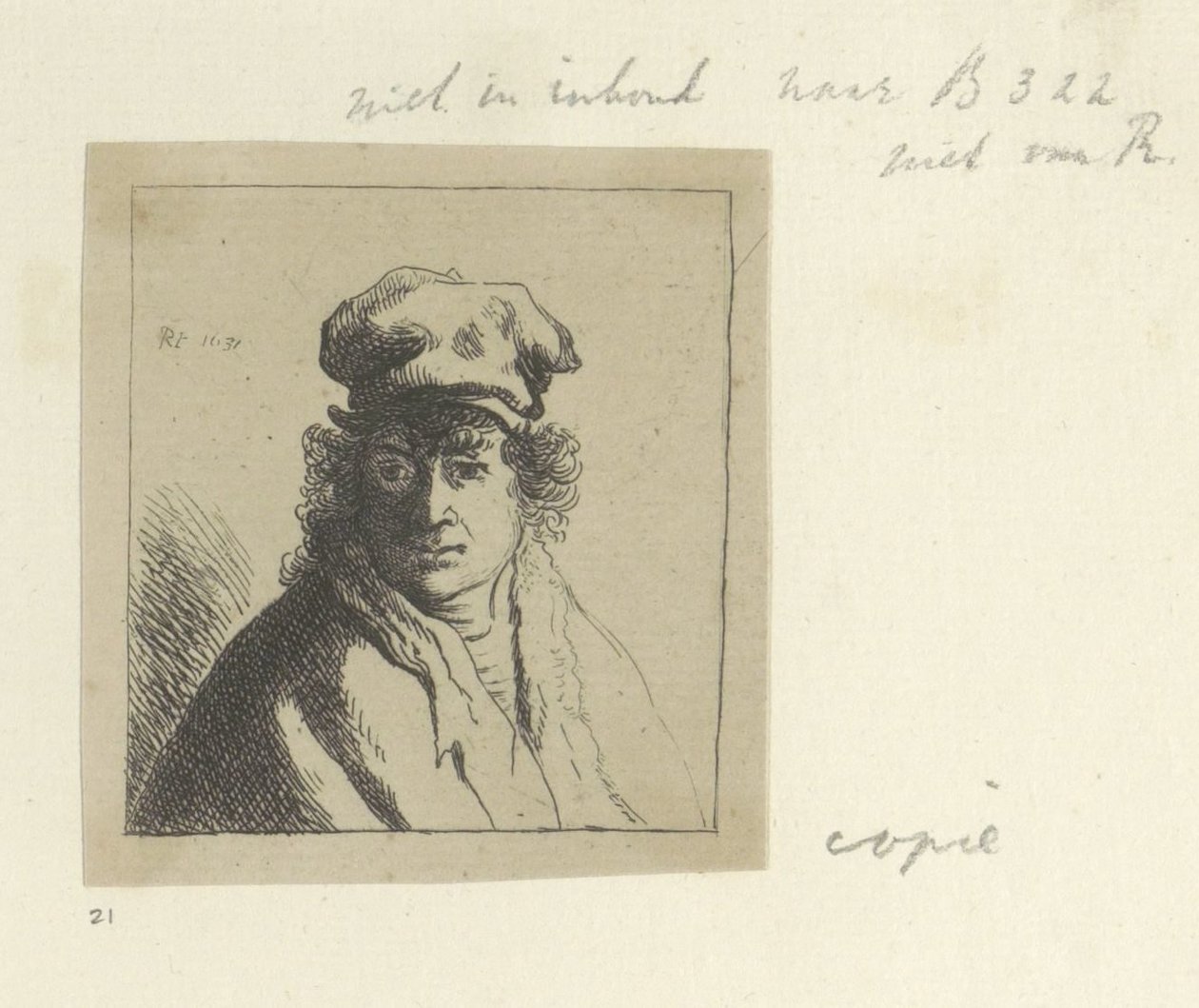 Young man with curly hair and a cap by Anonymous