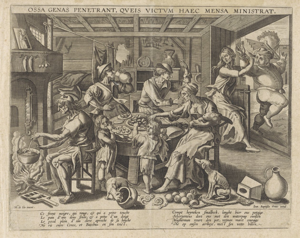 Kitchen Interior with Poor People by Anonymous