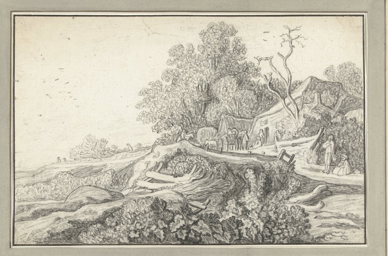 Landscape with a Cart and Figures by a Farm by Anonymous