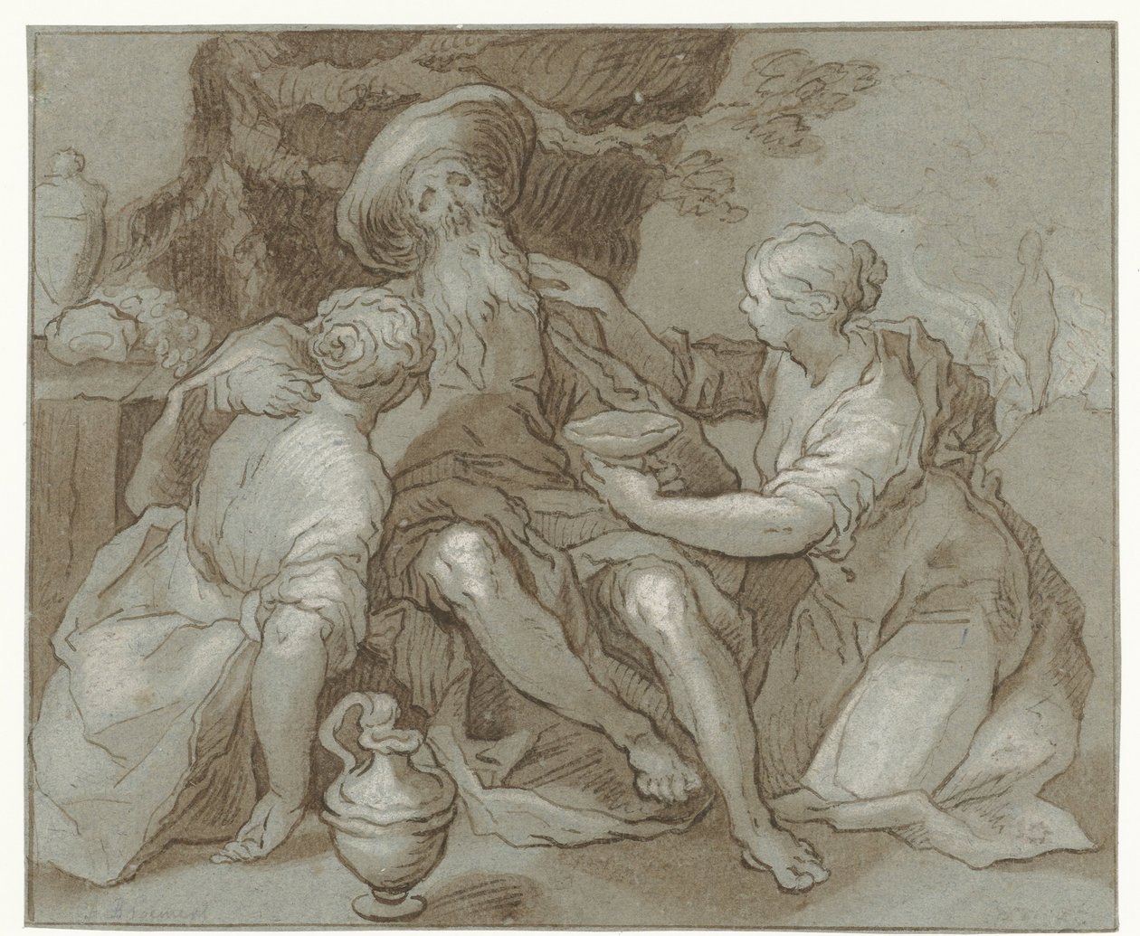 Lot and His Daughters by Anonymous