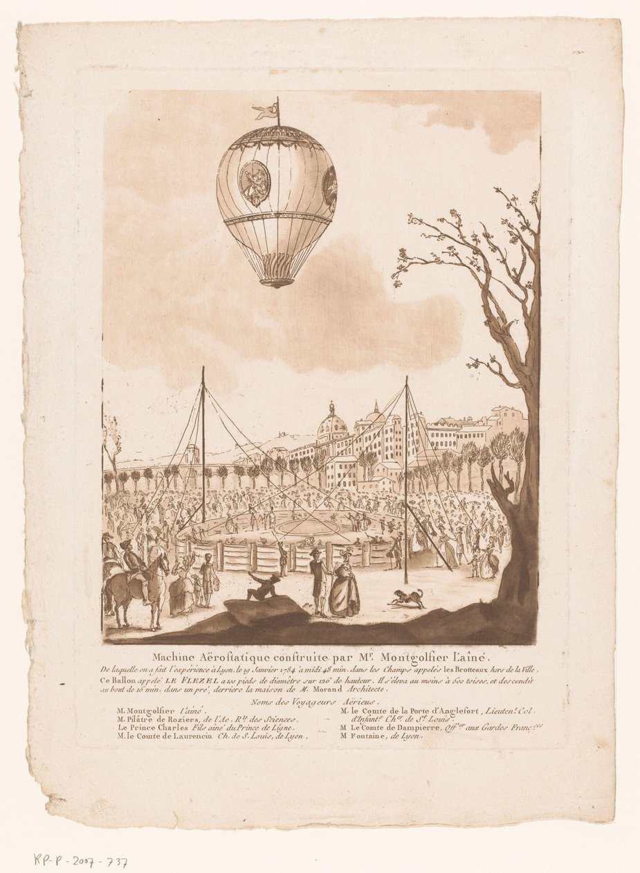 Balloon, Le Flezel, by Joseph-Michael Montgolfier the Elder Outside Lyon by Anonymous
