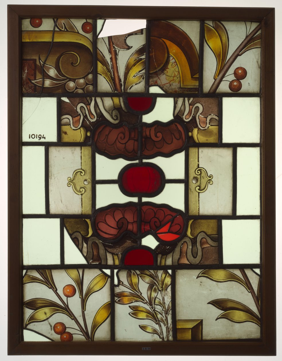 Panel with Colored Panes, Fragments of a Large Composition of Cartouches, Fruits, etc. by Anonymous