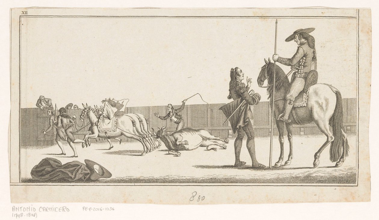 Picador and Matador After Killing the Bull (Collection of the Main Maneuvers in Bullfighting) by Anonymous