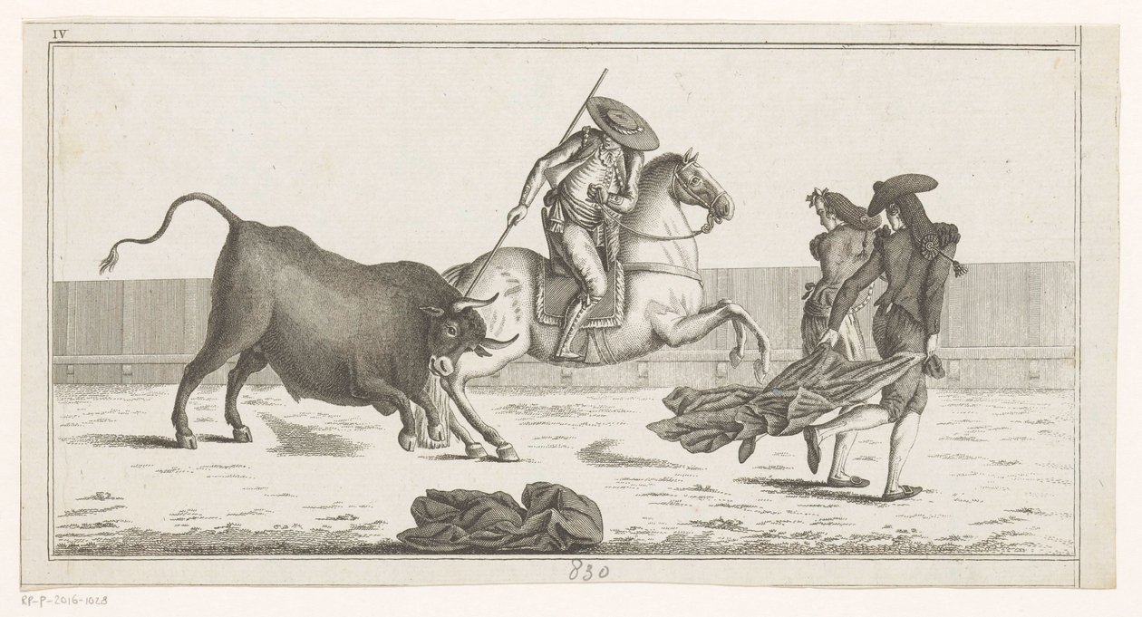 Picador Piercing a Bull with His Lance (series title: Collection of the Principal Maneuvers in Bullfighting) by Anonymous