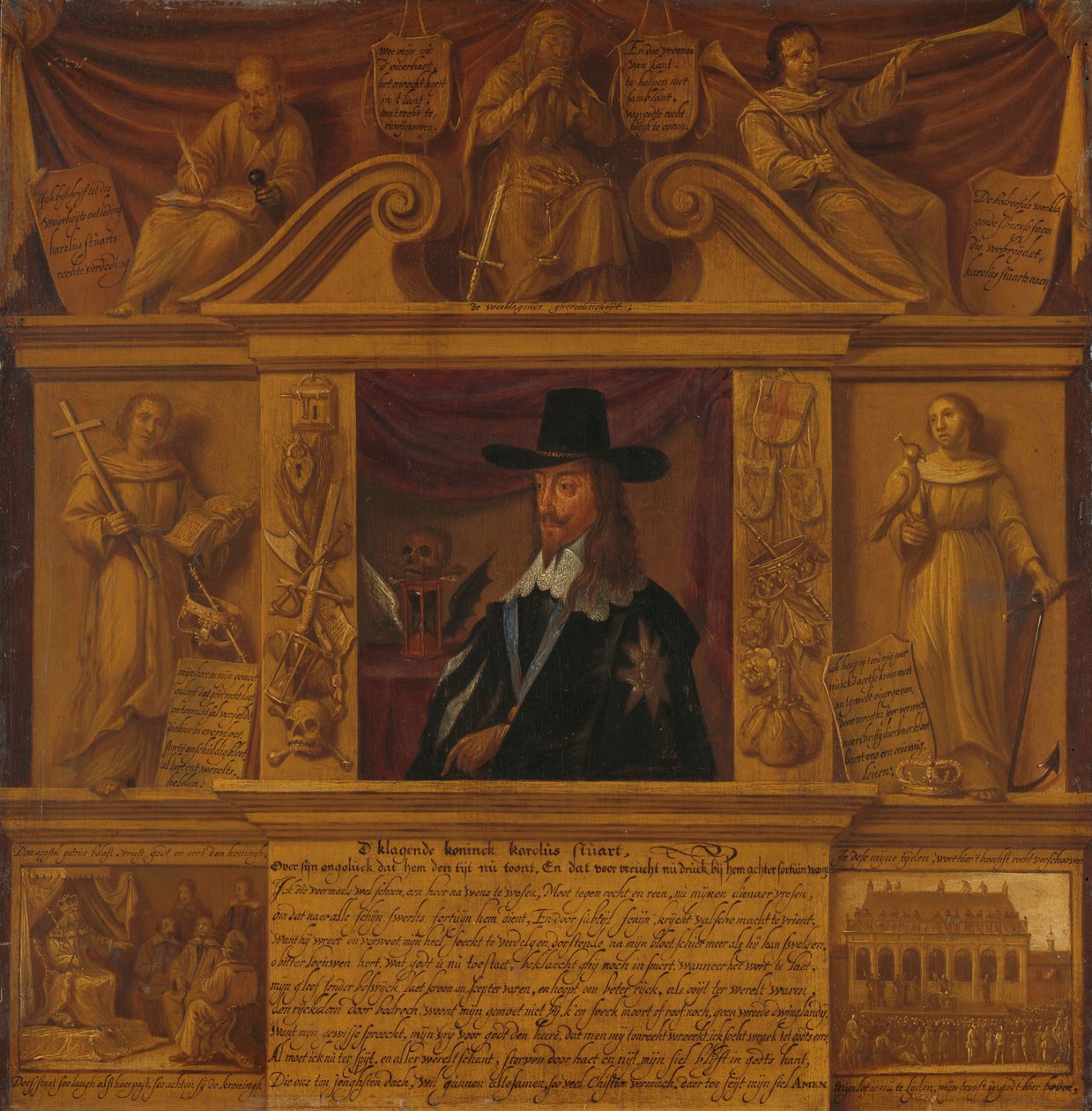 Portrait of Charles I, King of England, in a Frame with Allegorical Figures and Historical Representations by Anonymous