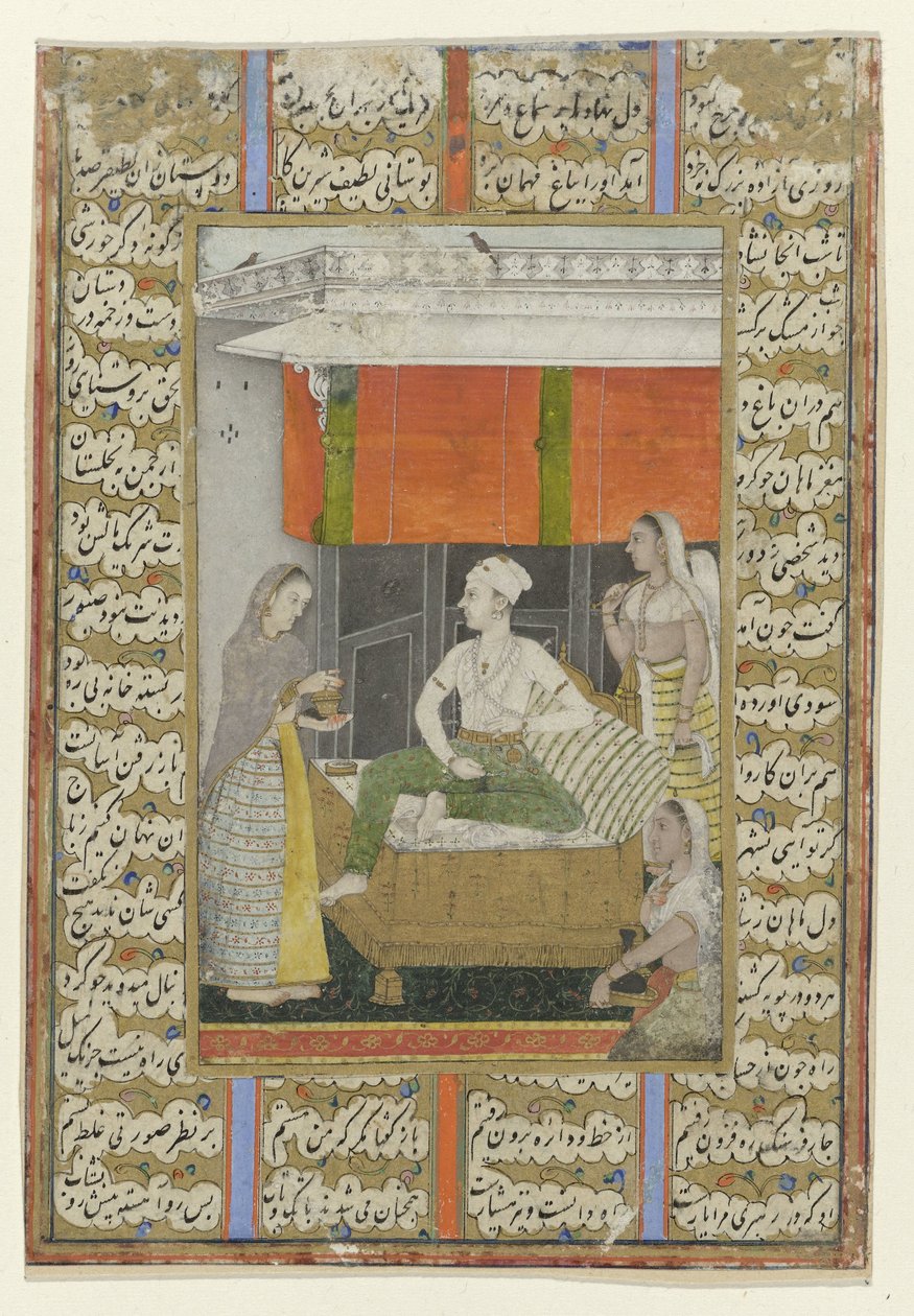 Raga, a Man Sitting on a Bench Surrounded by Three Women by Anonymous