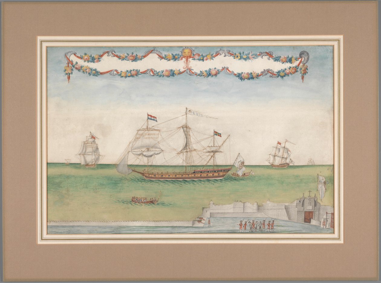 Spanish Ships at a Fort by Anonymous
