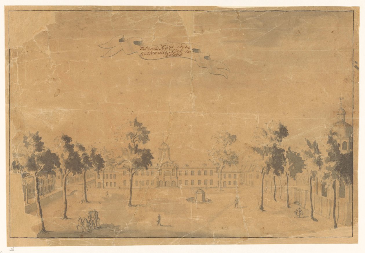 Town Hall and Church of Batavia by Anonymous