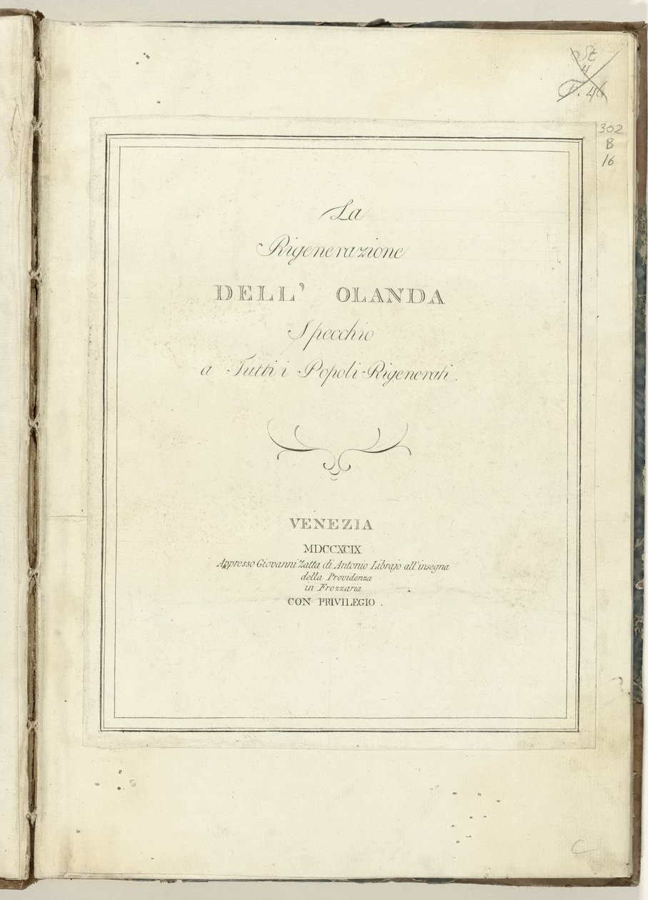 Title Page for: The Regeneration of Holland, 1799 by Anonymous