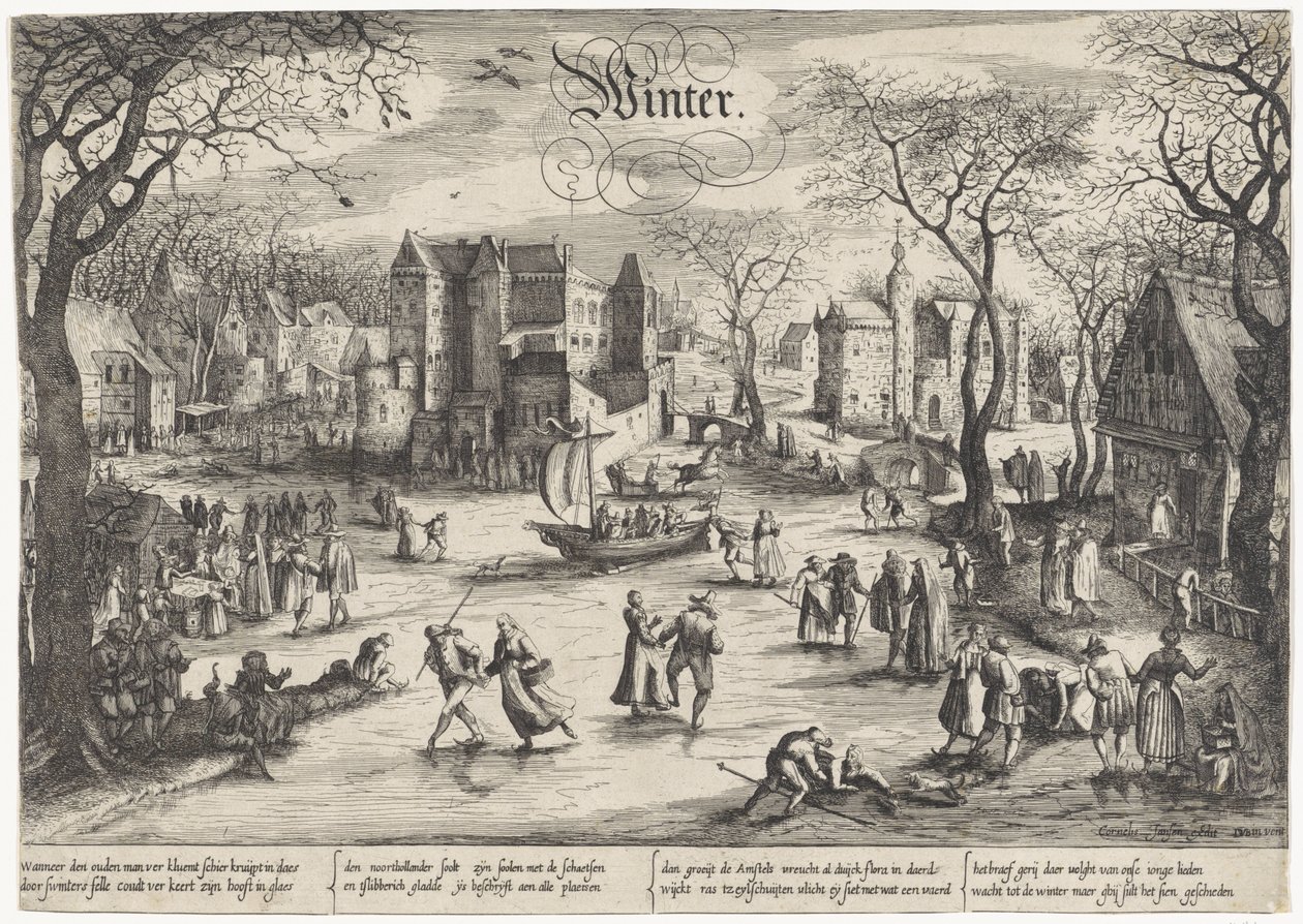 Winter Landscape with Ice Skating by Anonymous