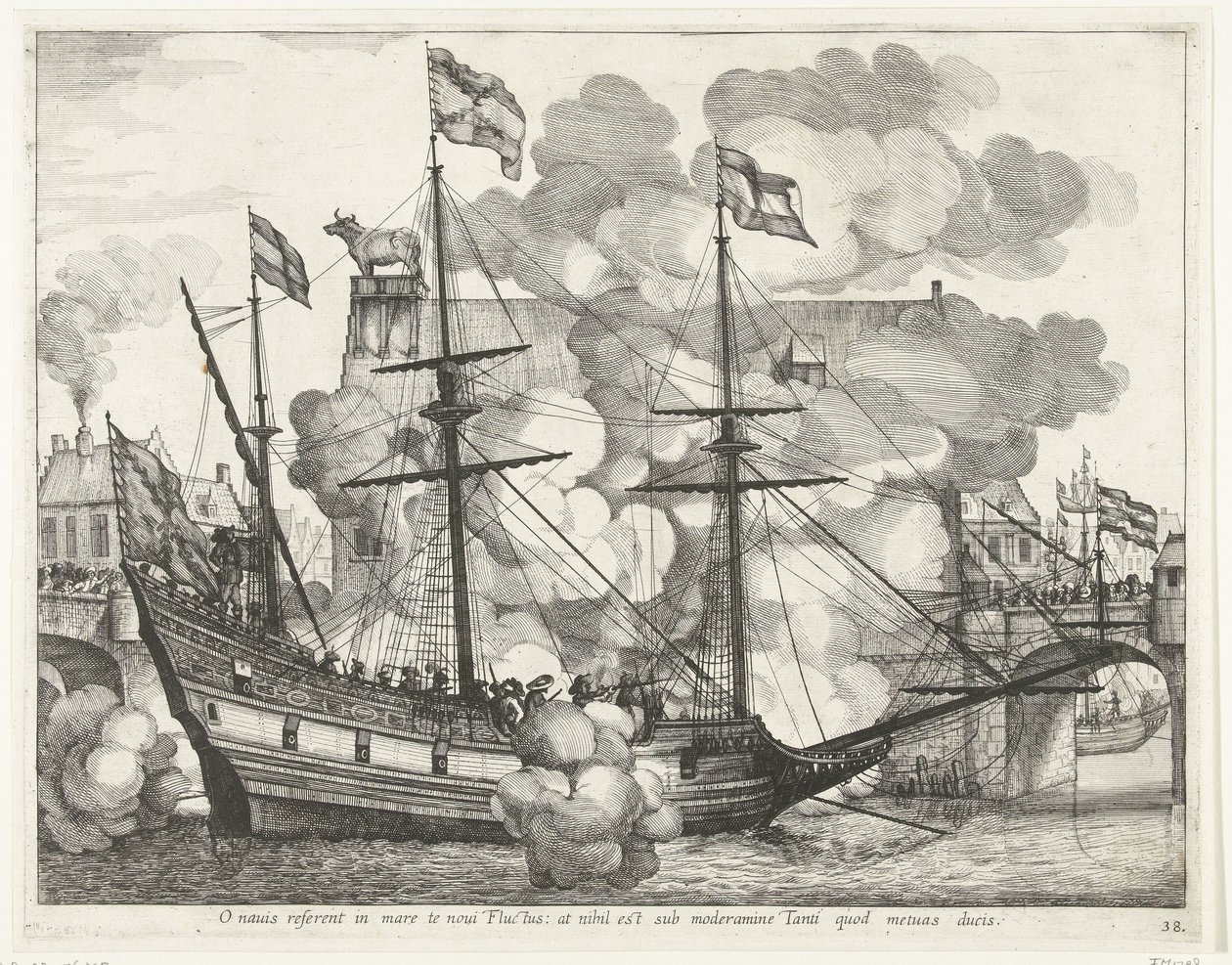 Sailing Ship, to the Right; Entry of Ferdinand into Ghent in 1635 (No. 38) by Anonymous