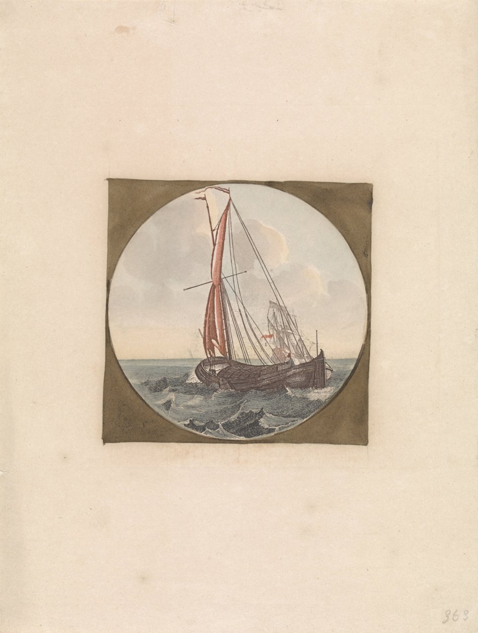 Sailing Ship at Sea, Seen from Behind by Anonymous