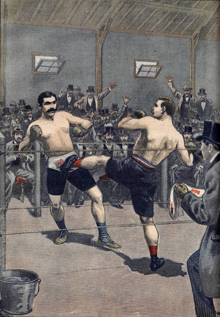A boxing assault: victory of French champion Joseph Charlemont against Jerry Driscoll with the technique of 