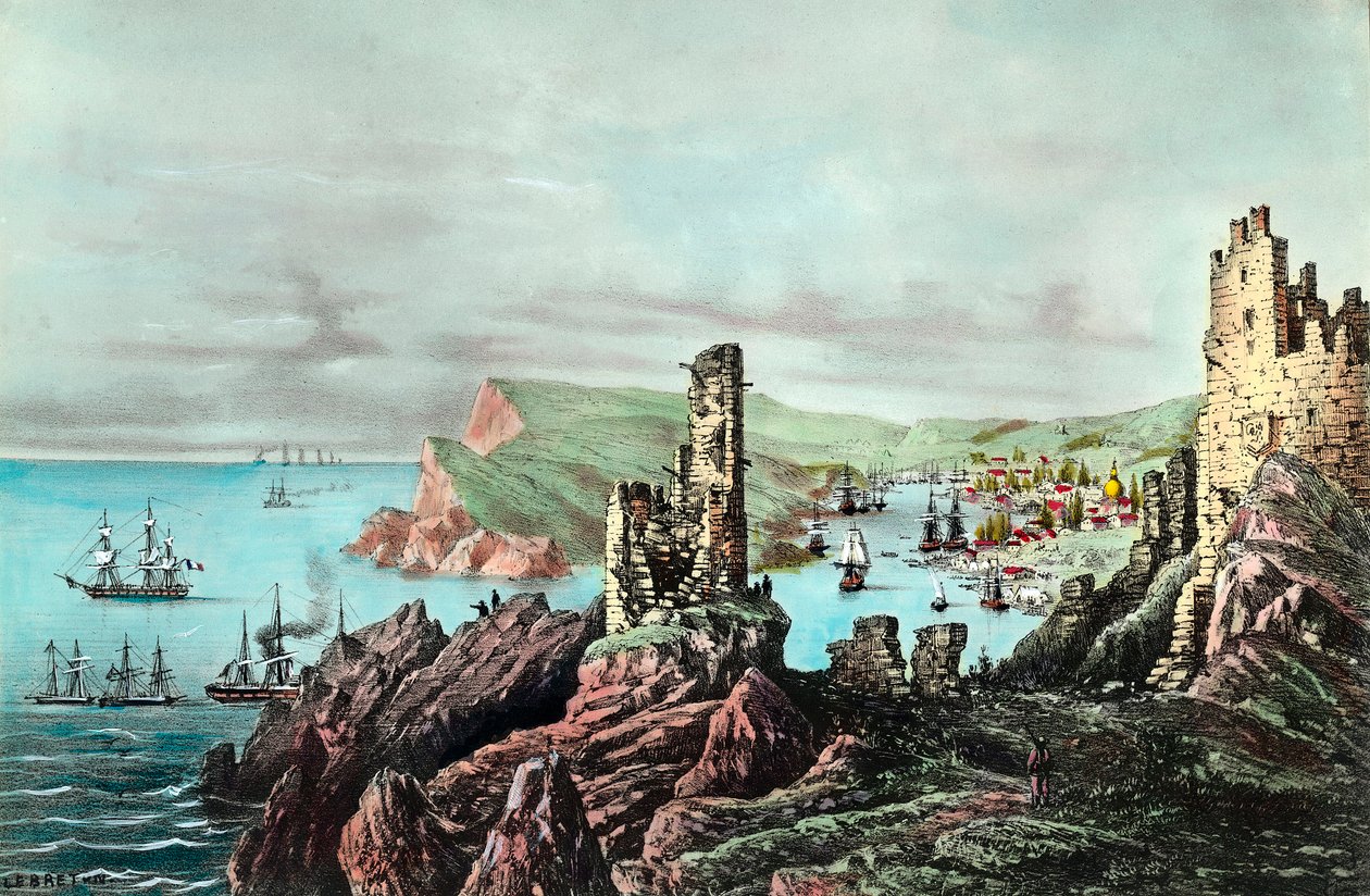Crimean War: view of Balaklava harbour in Crimea by Anonymous Anonymous
