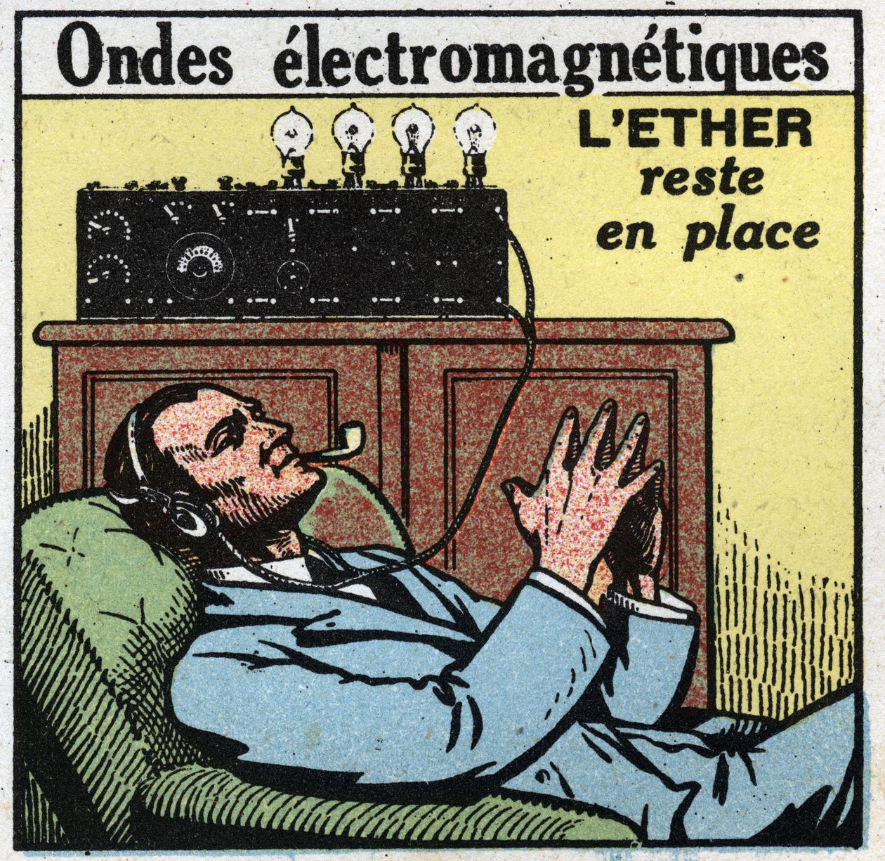 Electrical Phenomena: If the Ether Remains in Place, the Vibratory Motion Gives the Electromagnetic Waves Used in the T.S.F. Anonymous Illustration of 1925. Private Collection. by Anonymous Anonymous