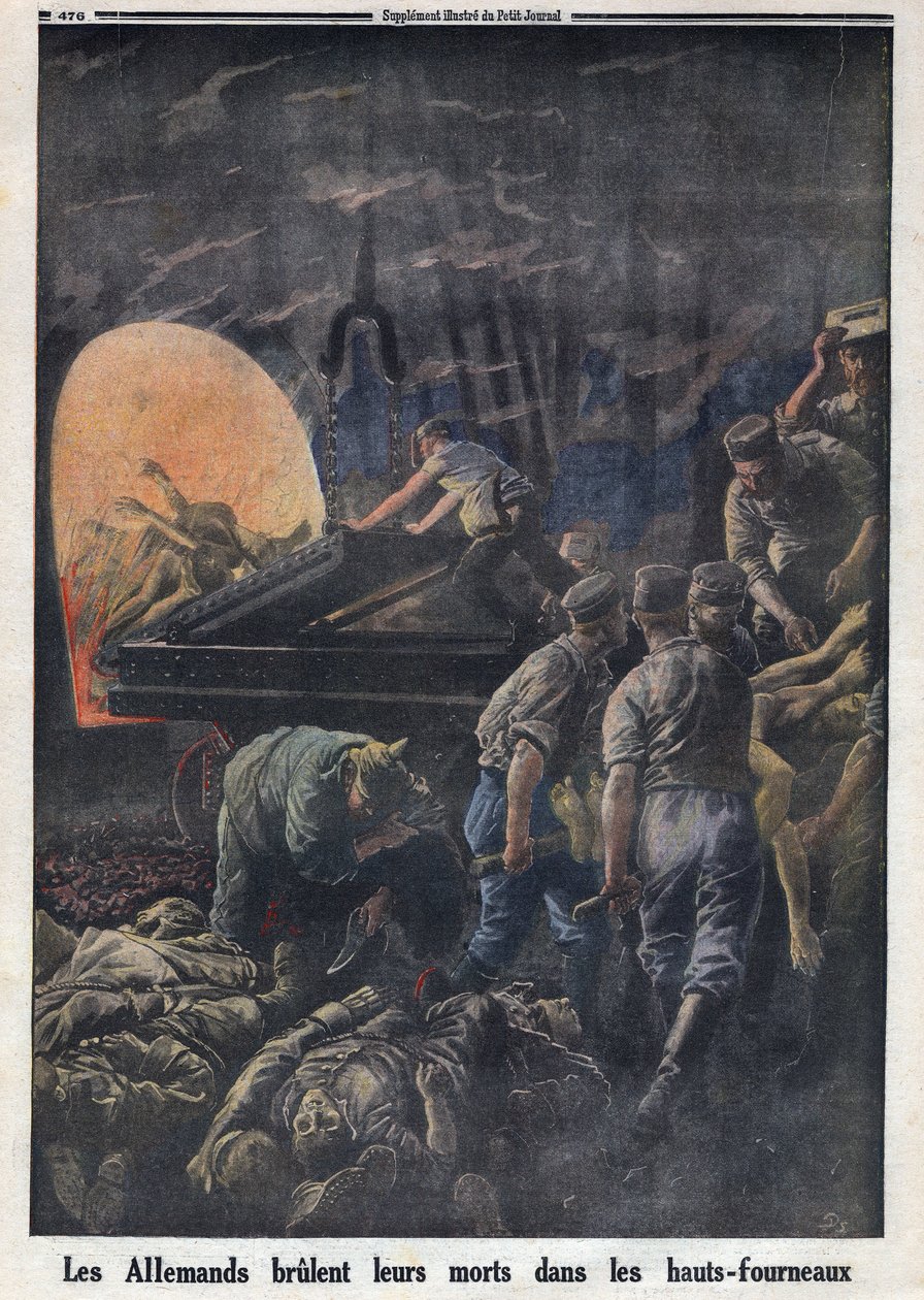 First World War 1914-1918: The Germans burn dead soldiers in the furnaces. In 