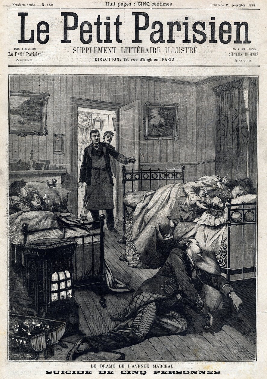 Five suicides in Avenue Marceau in Paris. In Le Petit Parisien on 21/11/1897 by Anonymous Anonymous