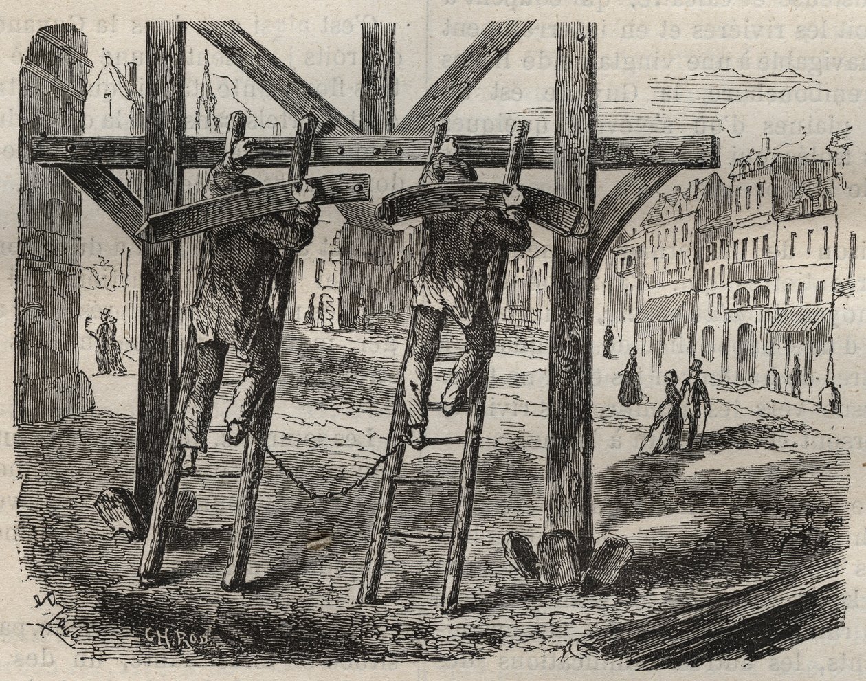 Forcats carpenters at the Toulon Bagne in the 19th century. Engraving in 