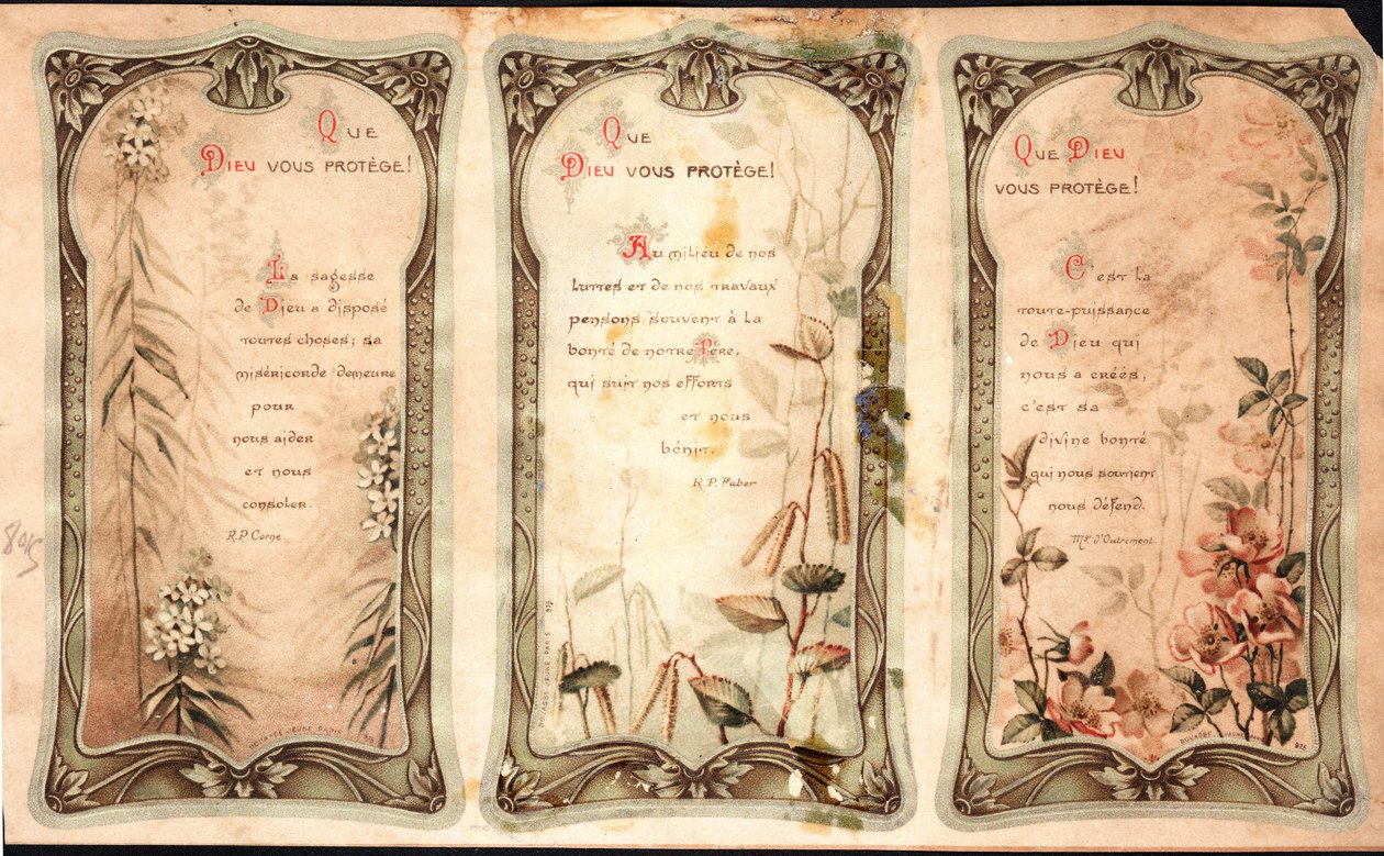 God protect you Prayers. Pious image. Postcard. The beginning of the 20th century. Private Collection by Anonymous Anonymous