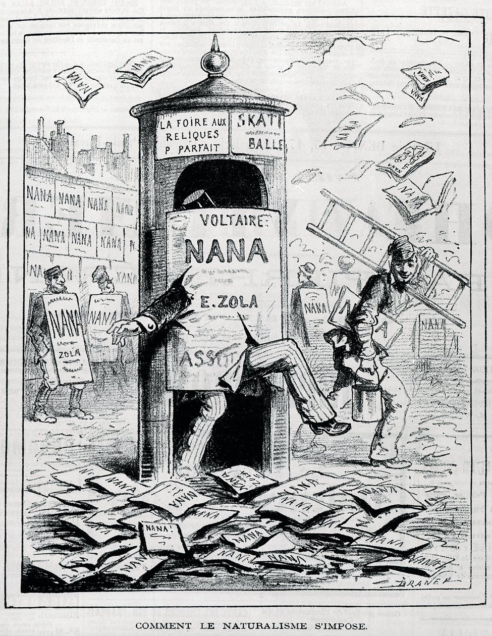 How naturalism is imposed: satirical drawing on the naturalist novel about the book 