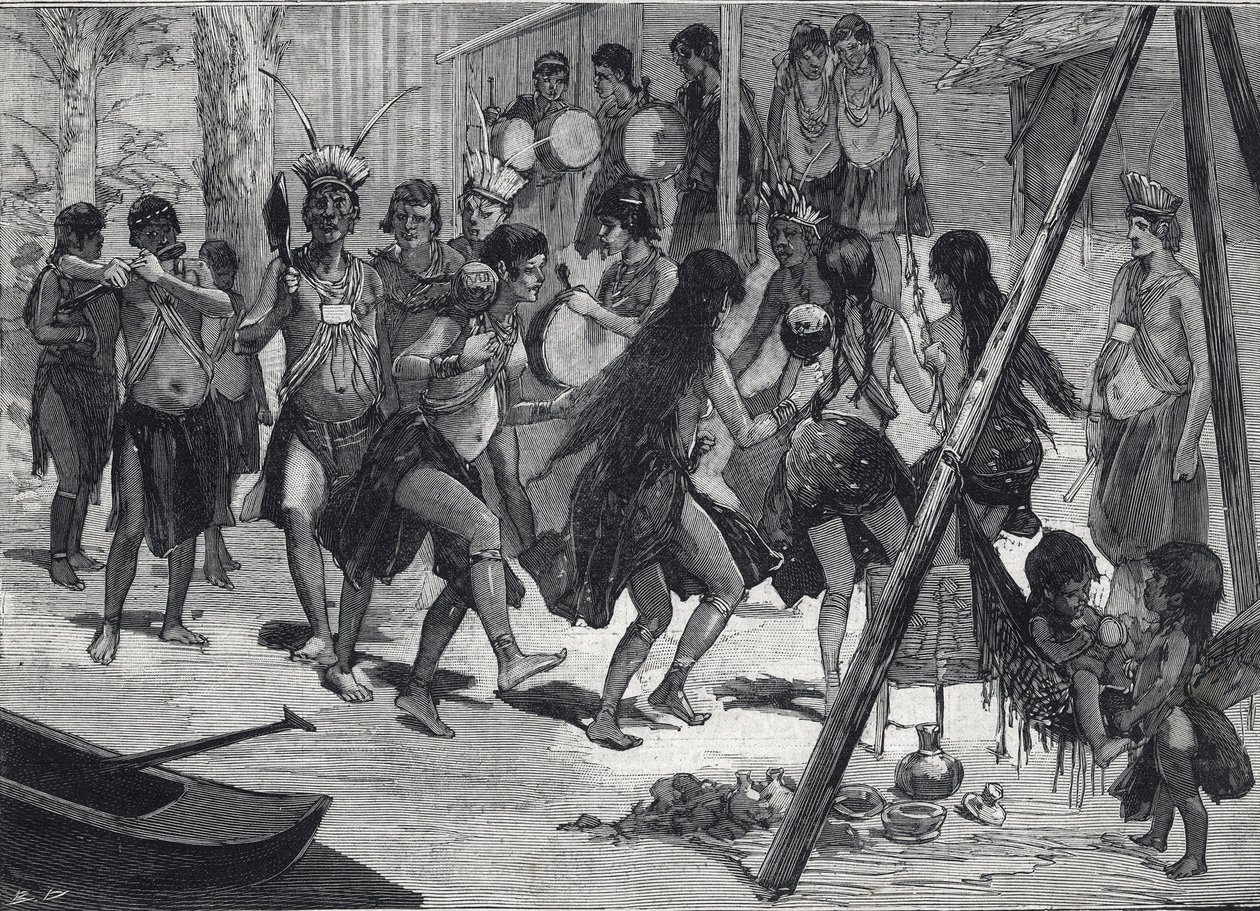 Human Zoo: Indigenous People of the Caribbean at the Garden of Acclimatization in Paris. Engraving in Le Petit Parisien on 13/03/1892. Private Collection by Anonymous Anonymous