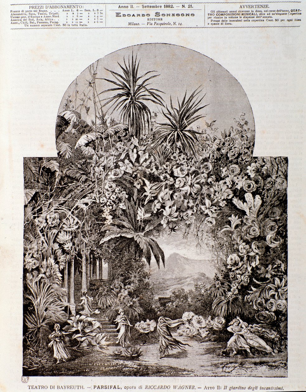 Illustration for the opera Parsifal by Wagner, represented in 1882 at the theatre of Bayreuth by Anonymous Anonymous