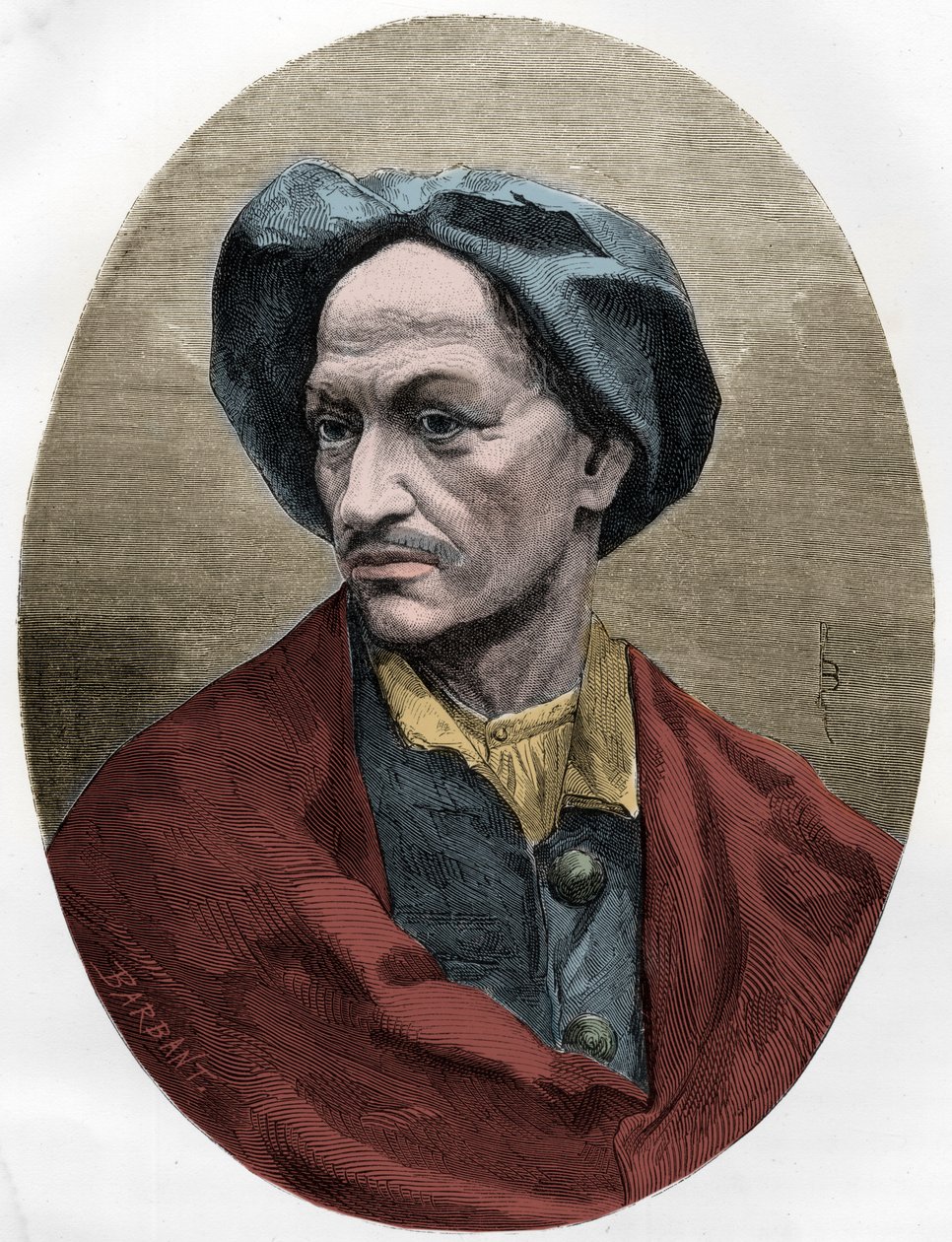 Portrait of Louis Dominique Cartridge, celebrated French bandit - Engraving from 1863 in 