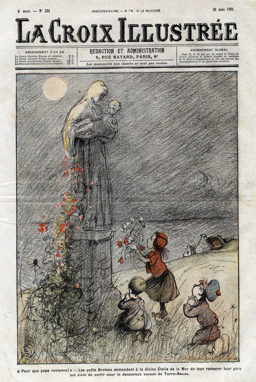 Little Bretons ask the divine star of the sea to bring back their father who has just left for the dangerous voyage of Newfoundland - cover of 