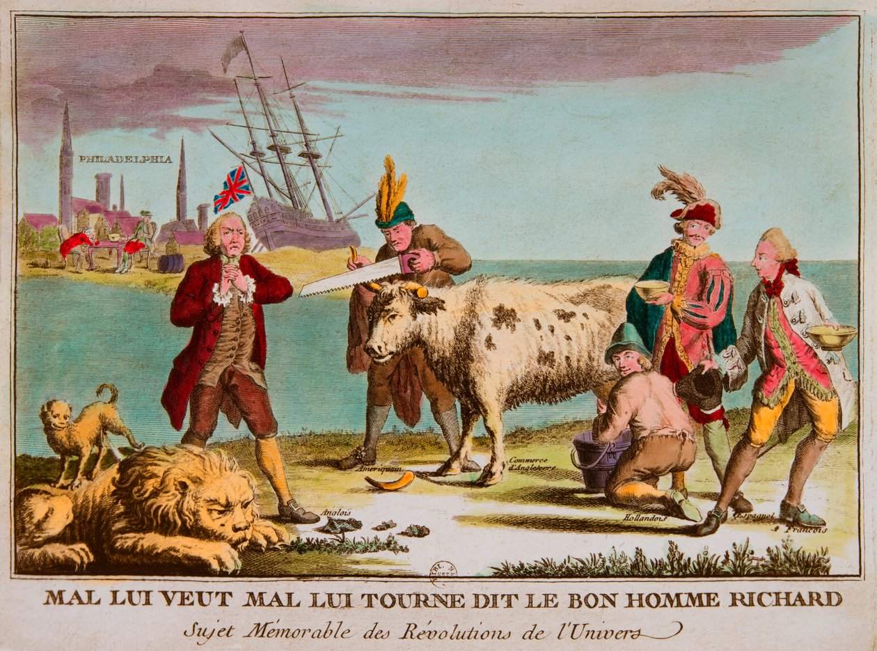 Mal wants him wrong, said the good man Richard. Cartoon against England. 1780 by Anonymous Anonymous