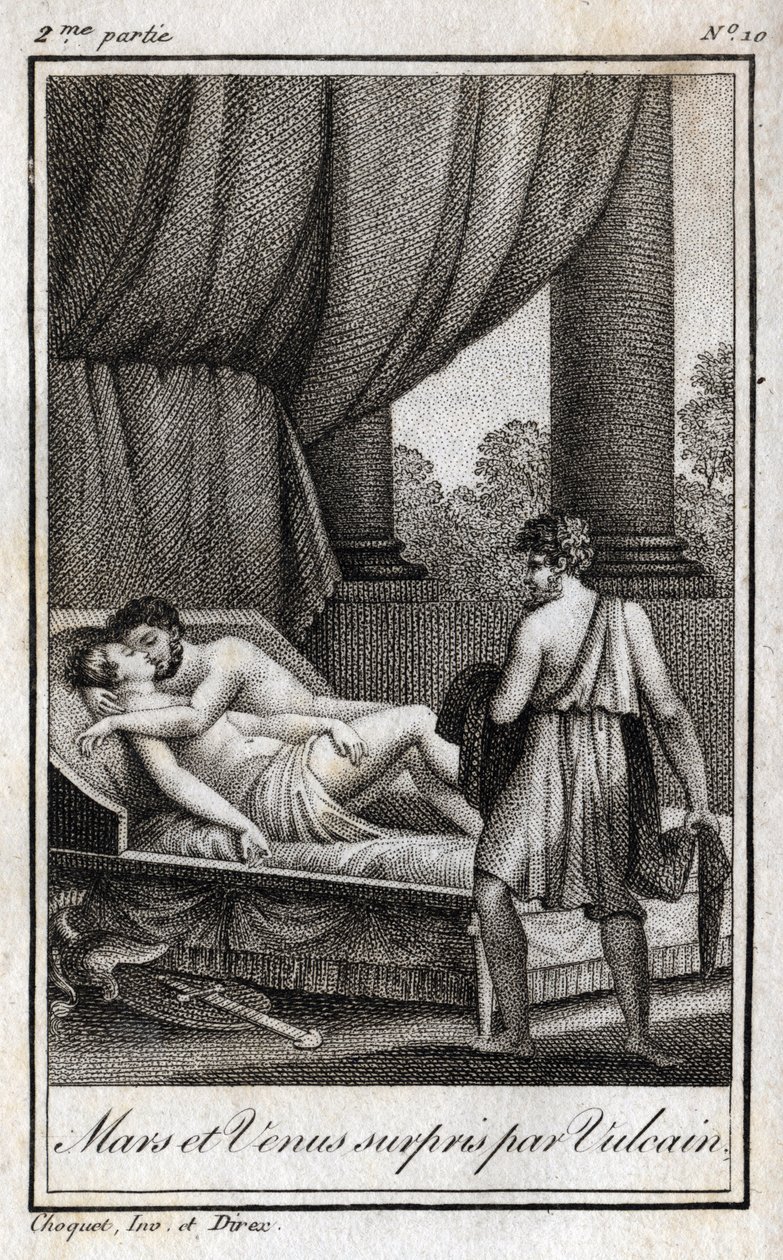 Mars and Venus discovered by Vulcan (engraving from 1819 in 