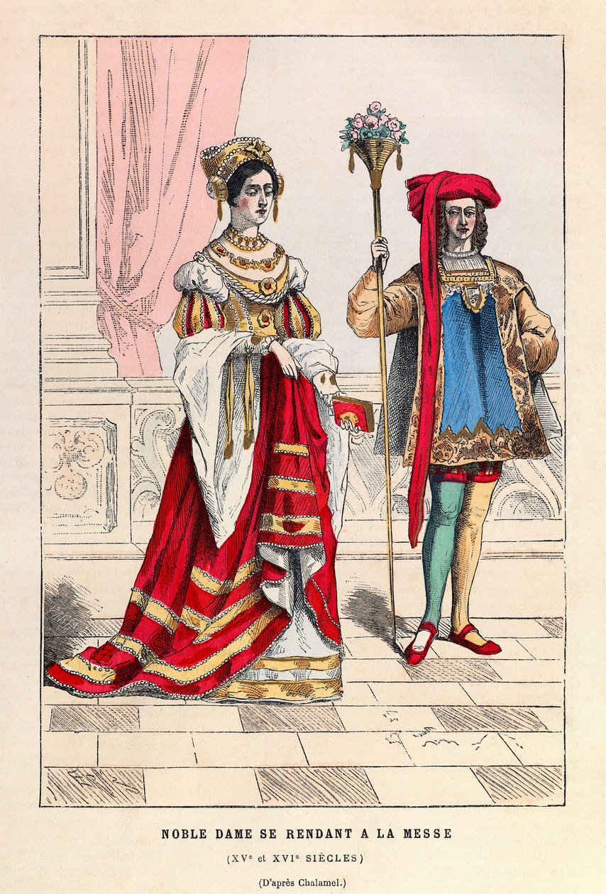 Noblewoman going to church 15th century by Anonymous Anonymous