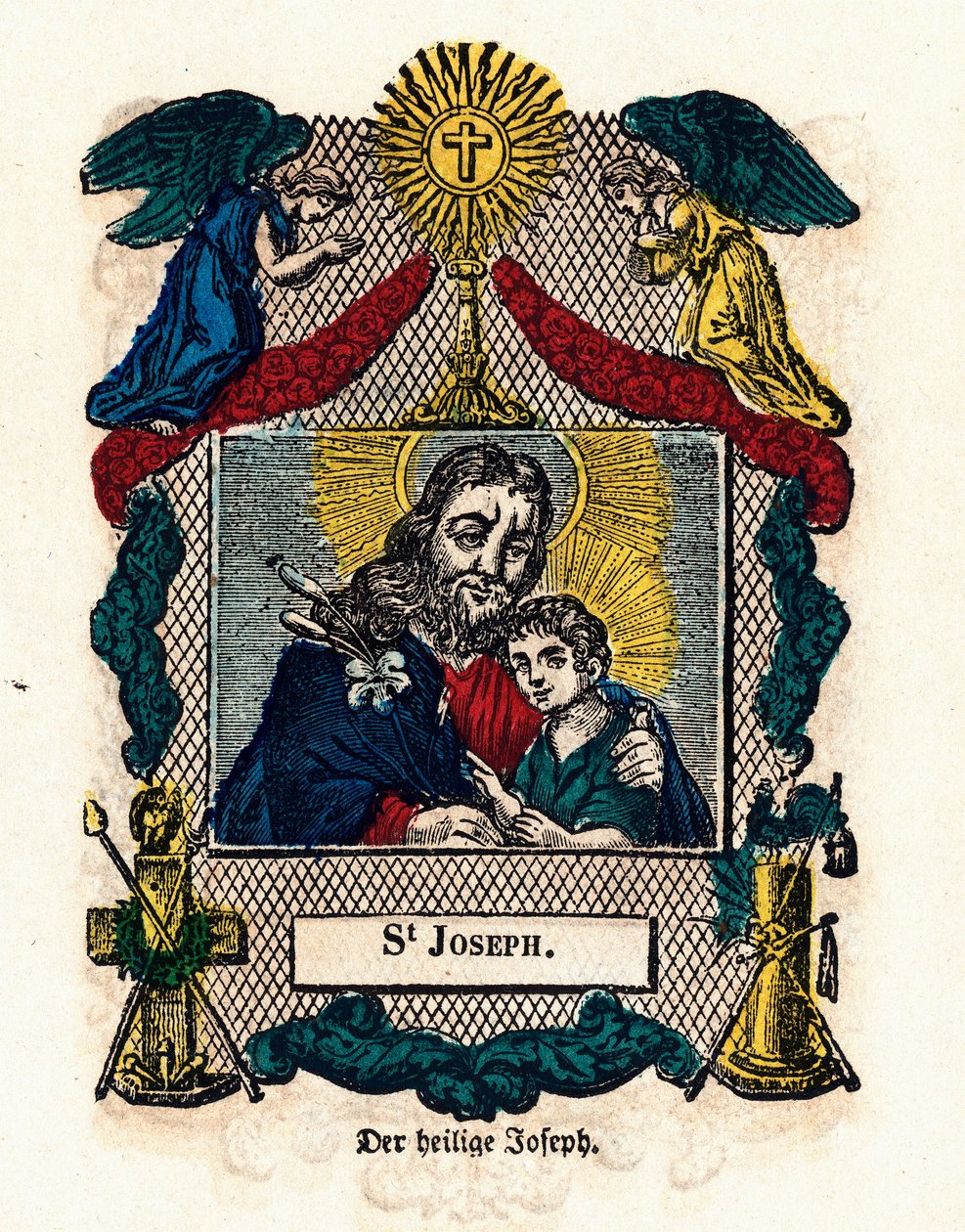 Pious Image: Saint Joseph. Engraving of the 19th century by Anonymous Anonymous