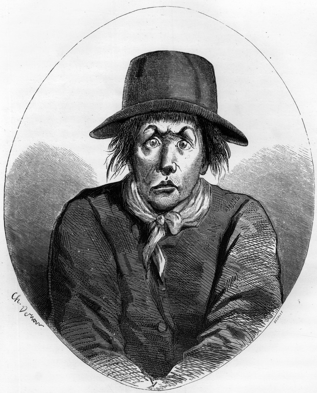 Portrait of Antoine Simon (1736-1794) master shoemaker and French revolutionary guardian of Louis XVII at the Temple in 1793 - Engraving from 1863 in 