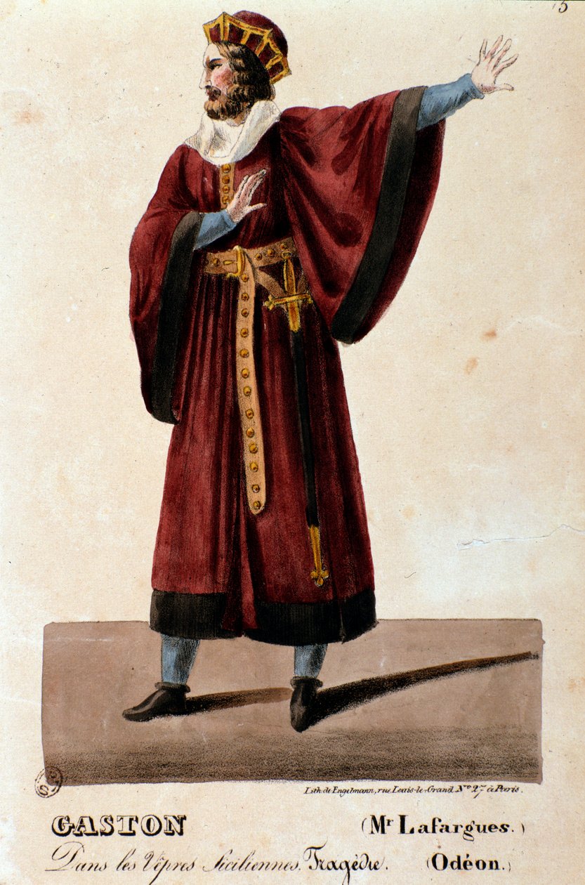 Portrait of Gaston interpreted by Lafargues in The Sicilian Vespers (I vespri siciliani), opera by Giuseppe Verdi by Anonymous Anonymous