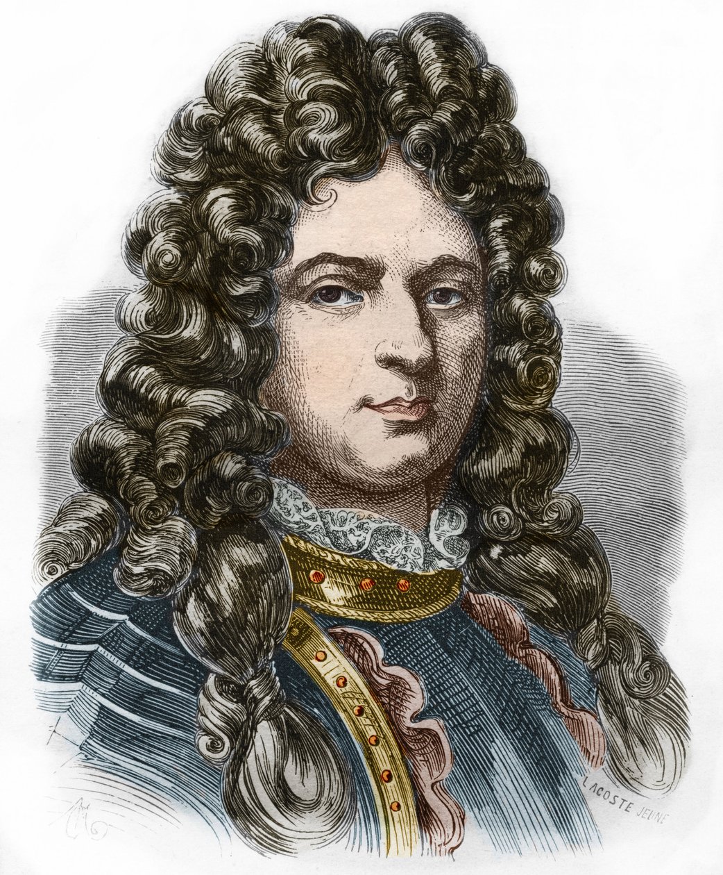 Portrait of Jean Bart, French privateer. Engraving of the 19th century. Private collection by Anonymous Anonymous