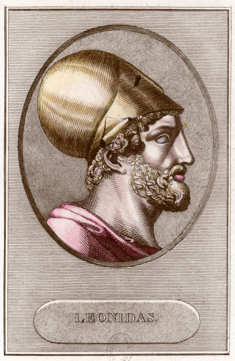 Portrait of Leonidas I, King of Sparta (491-480 BC) - Engraving - Private collection by Anonymous Anonymous