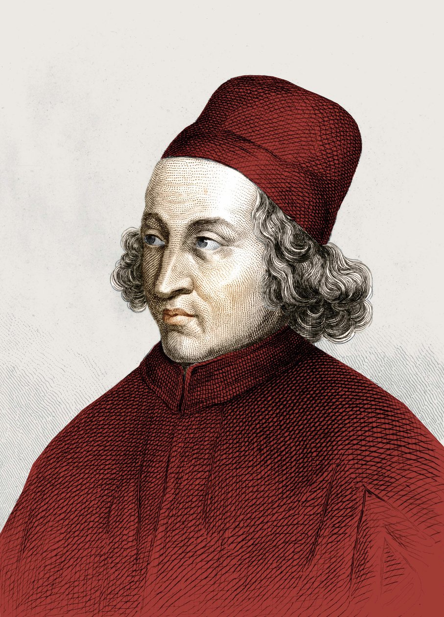 Portrait of Marsilio Ficino, known in French as Marsile Ficin (1433 - 1499), engraving 18th century by Anonymous Anonymous