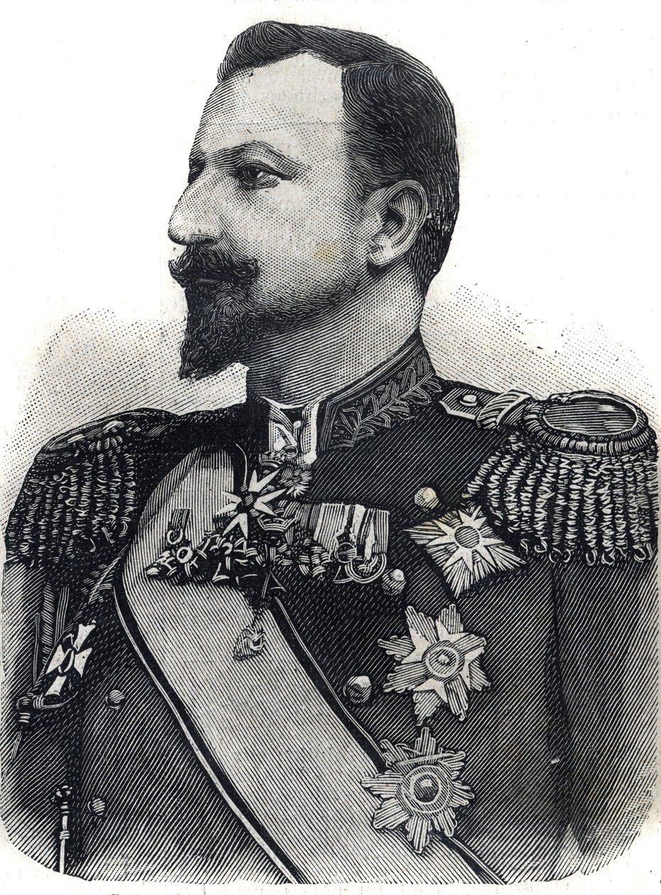 Portrait of Prince Ferdinand I (1861-1948) of Bulgaria. Engraving in 