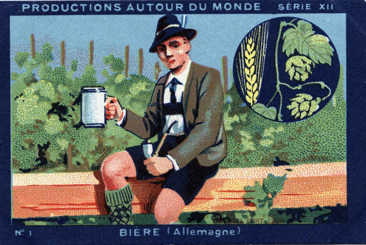 Productions around the world: Beer in Germany. Chromolithography of 1933 in Joseph-Milliat Album by Anonymous Anonymous