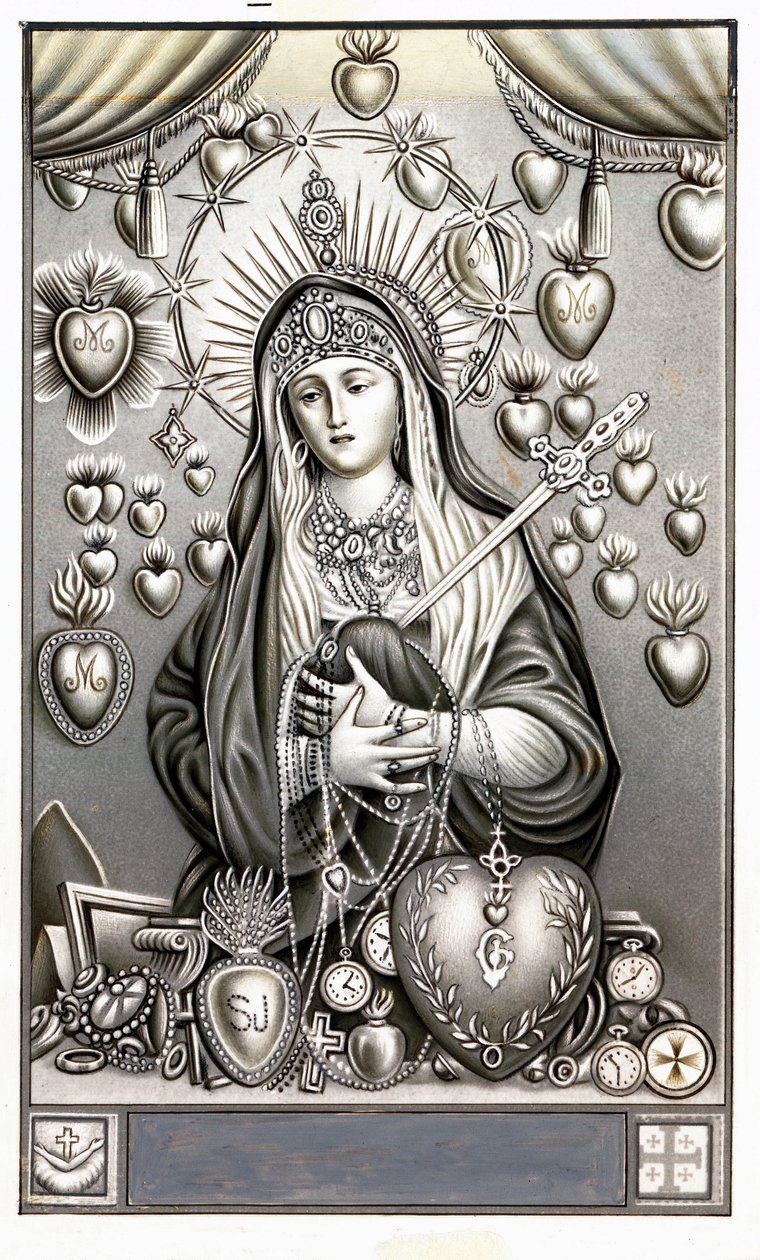 Representation of the Virgin of Pain, Mater Dolorosa - Early 20th century pious image - Private collection by Anonymous Anonymous