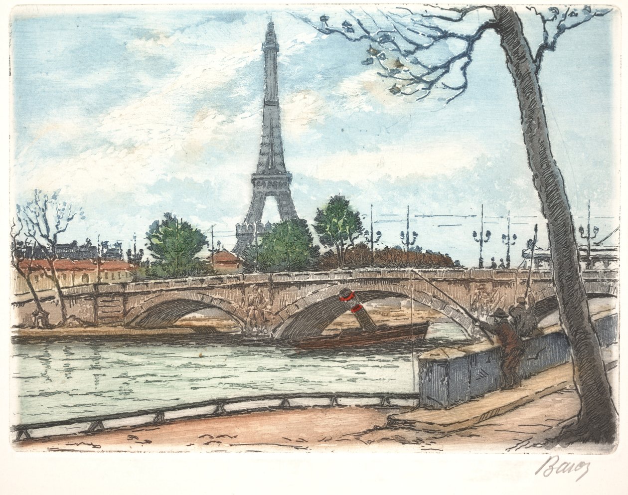 Seine and Eiffel Tower by Anonymous Anonymous