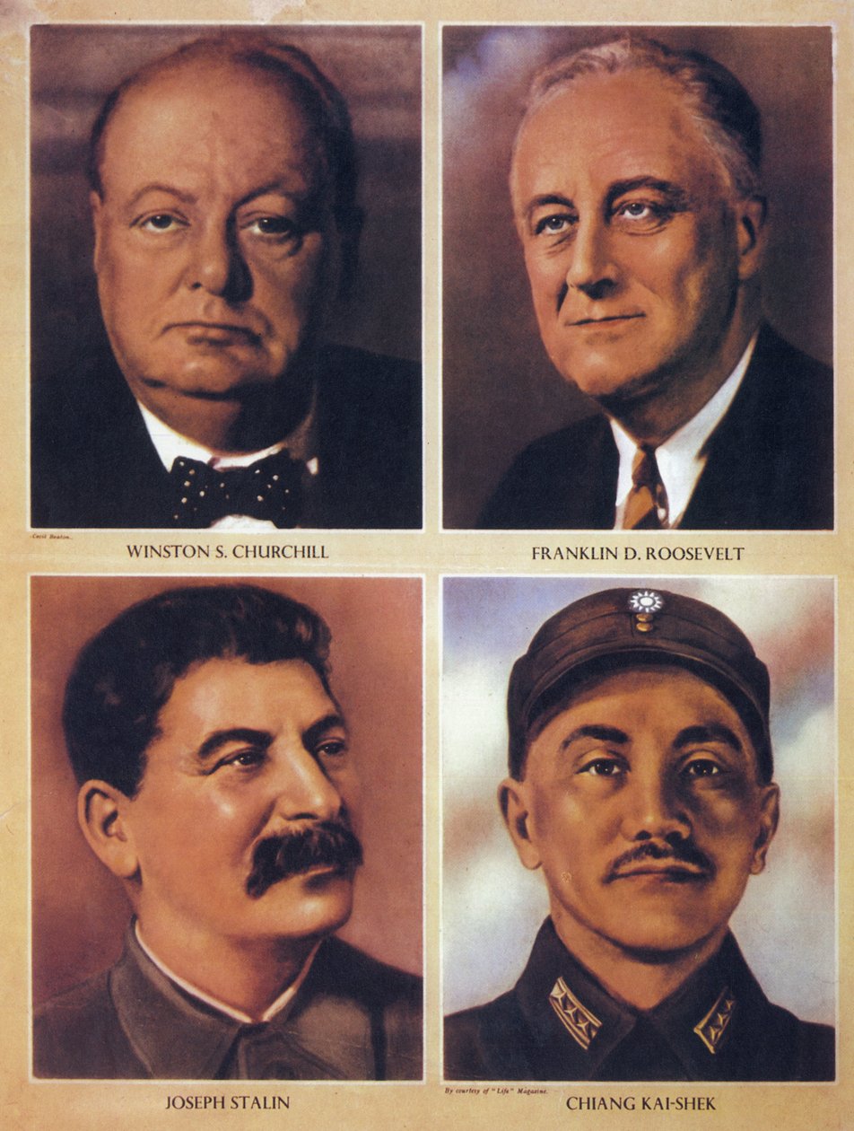 The Allied leaders of World War II - Winston Churchill, Franklin Delano Roosevelt, Joseph Stalin and Chiang Kai Shek - 1943 by Anonymous Anonymous
